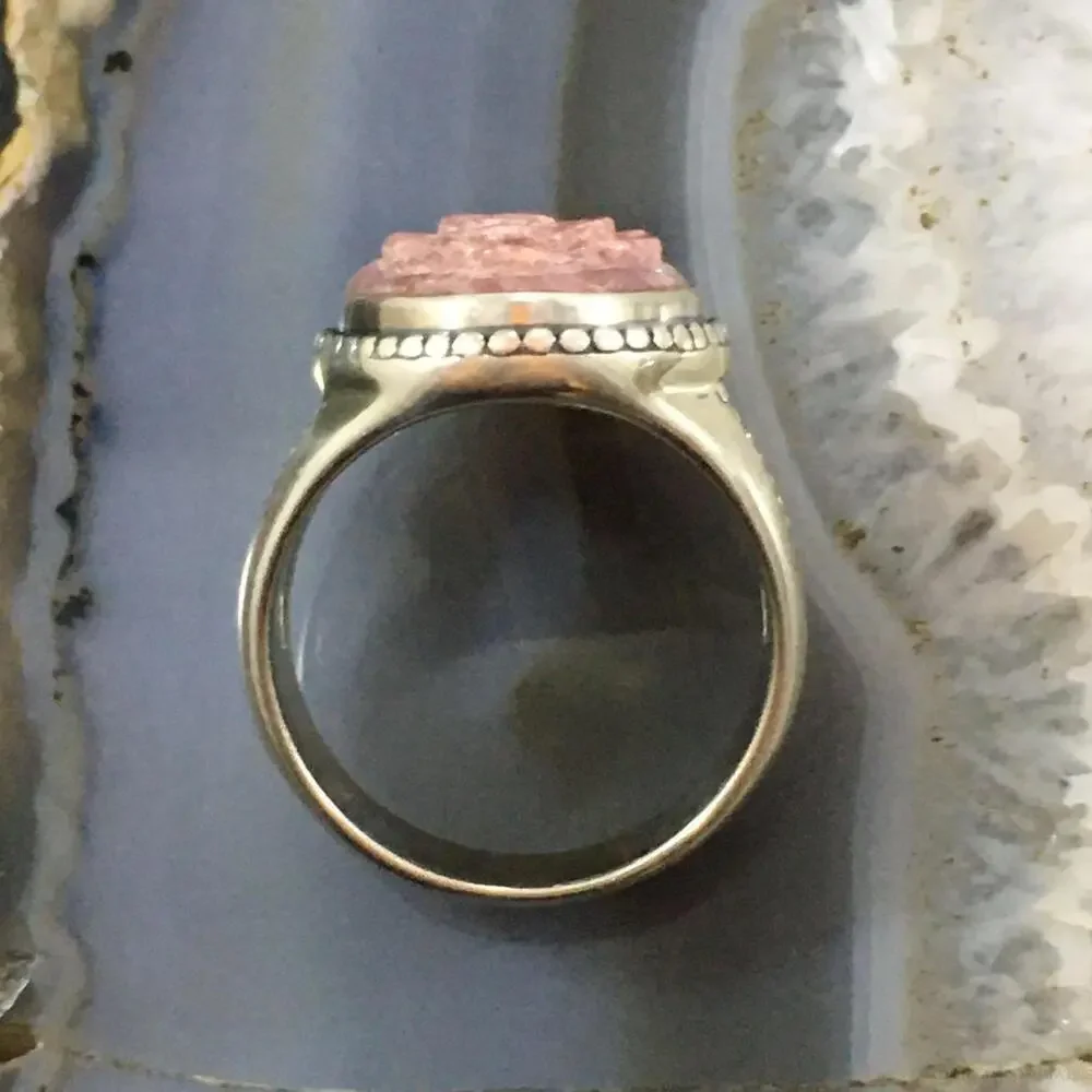 Carolyn Pollack Southwestern Style Sterling Rhodonite Carved Rose Ring For Women